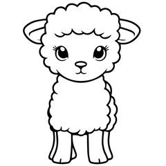 Coloring page outline of cartoon lamb