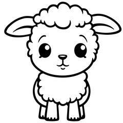 Coloring page outline of cartoon lamb