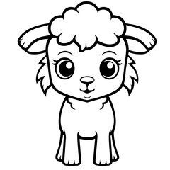 Coloring page outline of cartoon lamb