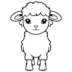 Fototapeta premium Coloring page outline of cartoon lamb