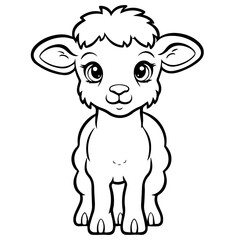 Coloring page outline of cartoon lamb