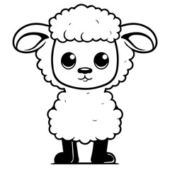 Coloring page outline of cartoon lamb