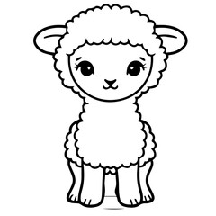 Fototapeta premium Coloring page outline of cartoon lamb