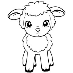 Coloring page outline of cartoon lamb