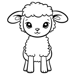 Coloring page outline of cartoon lamb
