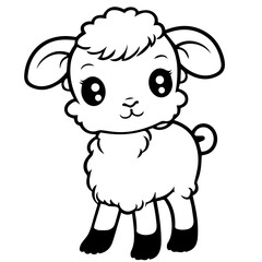 Coloring page outline of cartoon lamb
