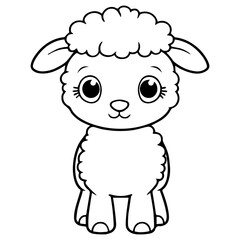 Obraz premium Coloring page outline of cartoon lamb
