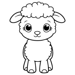 Coloring page outline of cartoon lamb