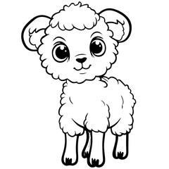 Coloring page outline of cartoon lamb