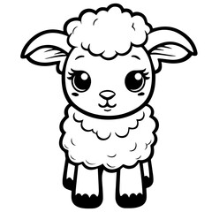 Coloring page outline of cartoon lamb