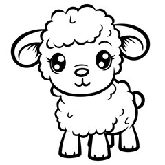 Coloring page outline of cartoon lamb