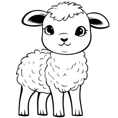 Coloring page outline of cartoon lamb