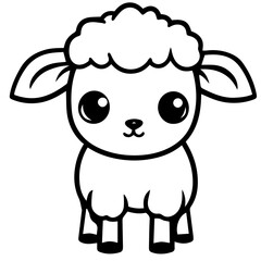 Coloring page outline of cartoon lamb