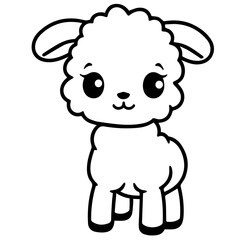 Coloring page outline of cartoon lamb