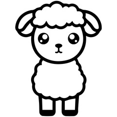 Coloring page outline of cartoon lamb
