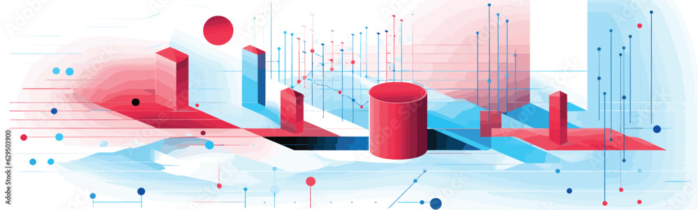 Wall mural digital data and big tech imagery vector simple 3d isolated illustration