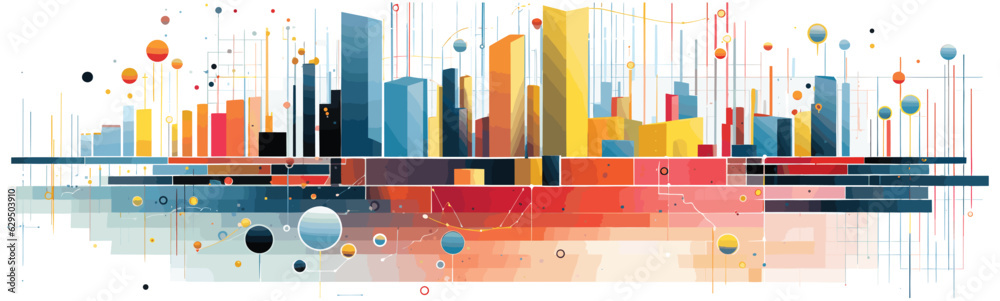 Wall mural digital data and big tech imagery vector simple 3d isolated illustration