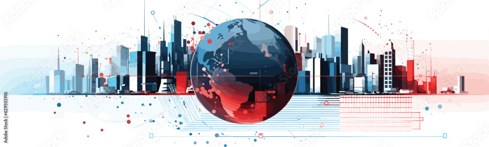 Wall mural digital data and big tech imagery vector simple 3d isolated illustration