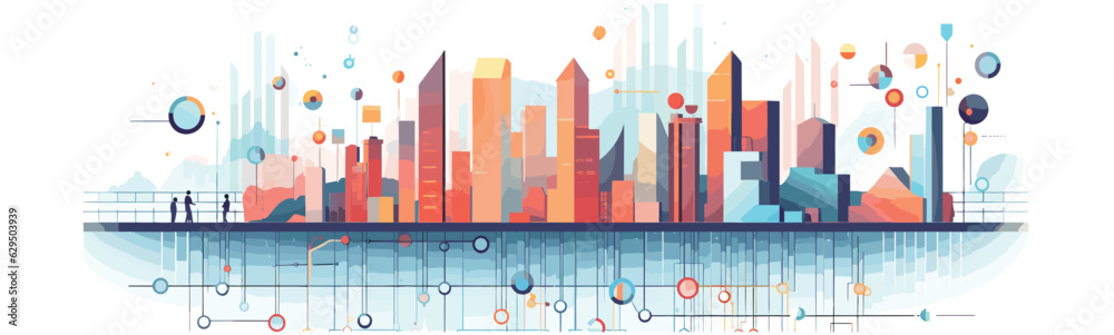 Wall mural digital data and big tech imagery vector simple 3d isolated illustration