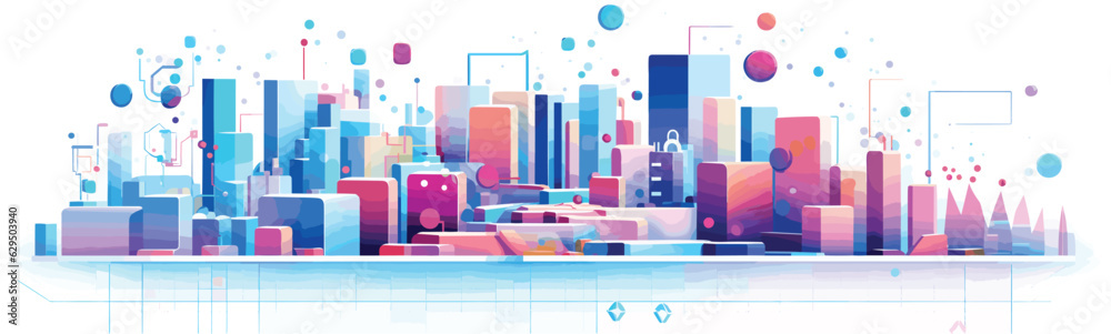Wall mural digital data and big tech imagery vector simple 3d isolated illustration