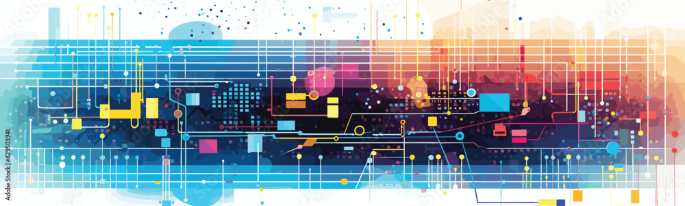 Wall mural digital data and big tech imagery vector simple 3d isolated illustration