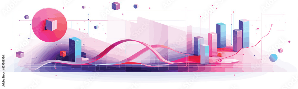 Wall mural digital data and big tech imagery vector simple 3d isolated illustration
