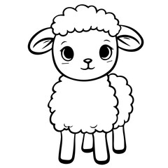 Coloring page outline of cartoon lamb