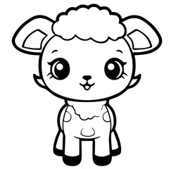 Coloring page outline of cartoon lamb