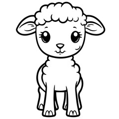 Coloring page outline of cartoon lamb