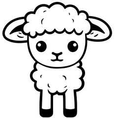Coloring page outline of cartoon lamb