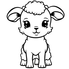 Coloring page outline of cartoon lamb