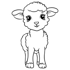 Coloring page outline of cartoon lamb