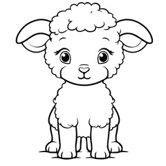 Coloring page outline of cartoon lamb