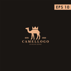 Camel King Modern Logo Design With Flat Style Vector Template