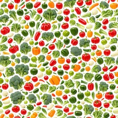 Colored seamless pattern of vegetables. AI generated.