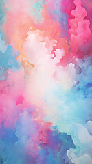 Abstract watercolor drawing, multicolored puffs of smoke. Smartphone format. 
