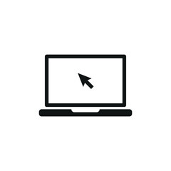 Laptop with pointer icon vector illustration. Notebook screen on isolated background. Monitor sign concept.