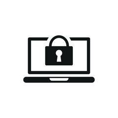 Locked laptop icon vector illustration. Padlock on isolated background. Safety sign concept.