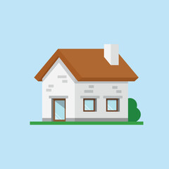 House with roof, door, window, wall icon vector illustration. Home on isolated background. Building sign concept.