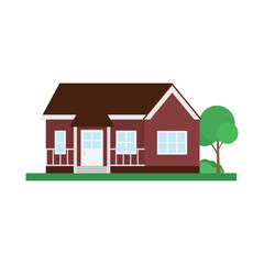 House with roof, door, window, wall icon vector illustration. Home on isolated background. Building sign concept.