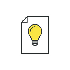 Lightbulb icon vector illustration. List with bulb on isolated background. Document idea sign concept.