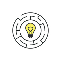 Lightbulb icon vector illustration. Labyrinth with bulb on isolated background. Maze sign concept.