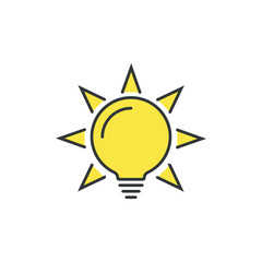Lightbulb icon vector illustration. Bulb with sun on isolated background. Energy sign concept.