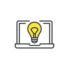 Laptop icon vector illustration. Bulb on isolated background. Lightbulb sign concept