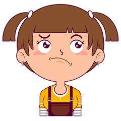 girl doubt face cartoon cute	