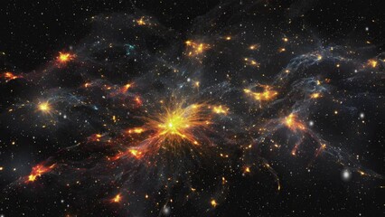 Animated illustration of a cosmic web of galaxies.