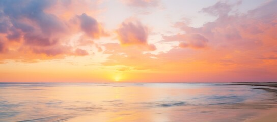 Naklejka na ściany i meble beautiful sunlight at ocean bay, panoramic beach travel landscape