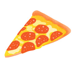 Food Italian Fast Food Pepperoni Pizza Slice Decoration Hand Drawn Illustration Doodles