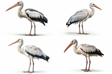 Fototapeta premium set of storks isolated on white background.