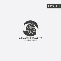 Head Of Indian Apache Modern Logo Design Isolated In Eagle Head Vector Template